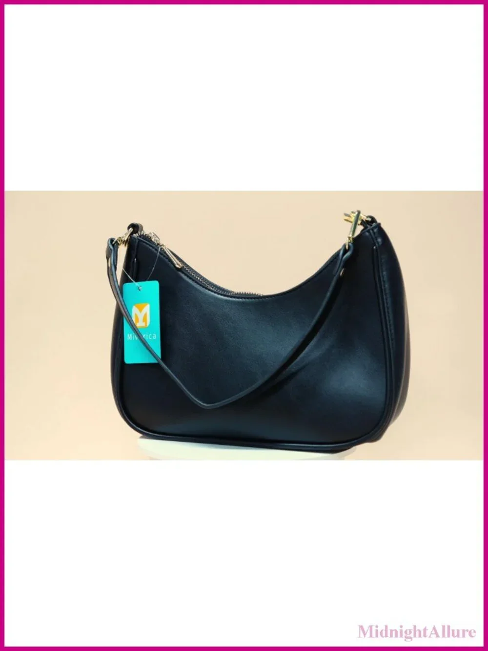 Vegan Leather Mini Shoulder Bag Crescent Hobo YKK Zipper